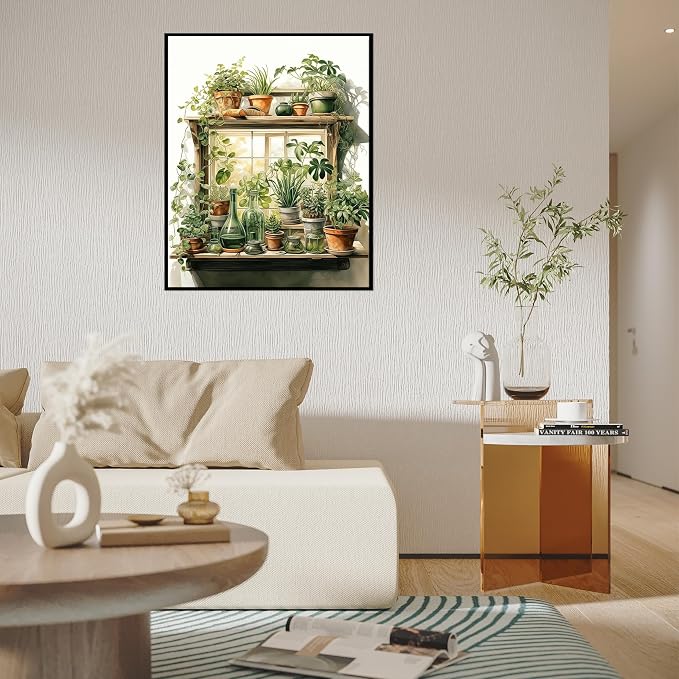 Yunruily Plant Paint by Number Adult-Bonsai Canvas Paint by Numbers for Adults,Green Plant Oil Painting by Numbers for Adults for Gifts and Home Wall Decor 16x20inch(with Gifts Box)