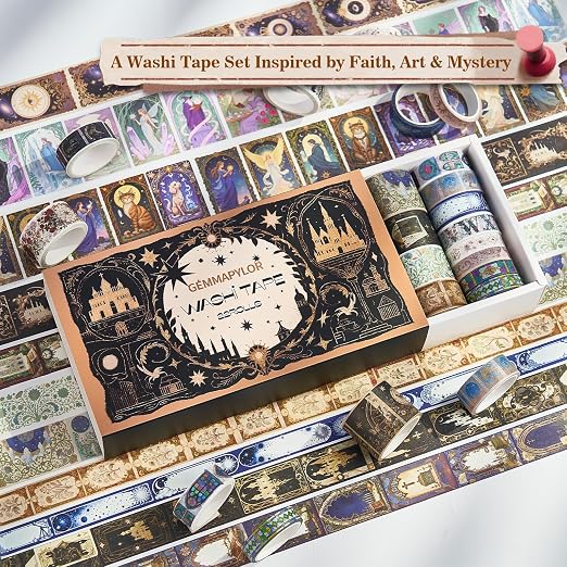 Magic Washi Tape Set 24 Rolls,Decorative Masking Tape for Junk Journal, Scrapbooking Supplies, DIY Crafting Supplies