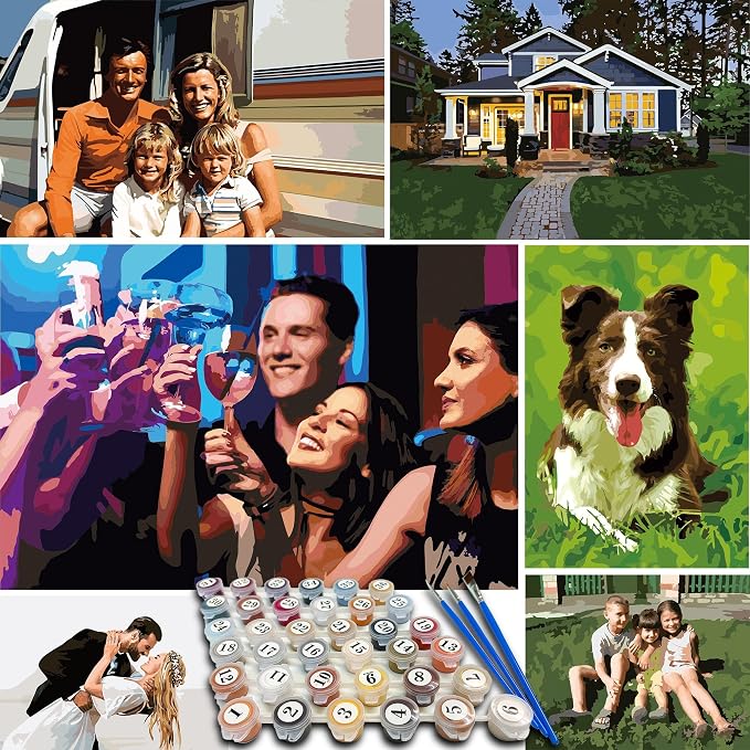 Kidstique Customize Your Personalized DIY Paint-by-Numbers kit Using a Photo of Your Choice. Great Gift idea for Valentine's Day, Mother's Day, Father's Day 45 x 45