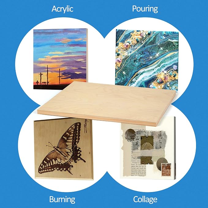 Falling in Art 2 Pack 16x20 Unfinished Birch Wood Panels Kit for Painting | Studio 3/4’’ Deep Wood Canvas, Cradle Boards for Acrylic Pouring, Art, Crafts, Epoxy Resin, Laser Engraving Cutting