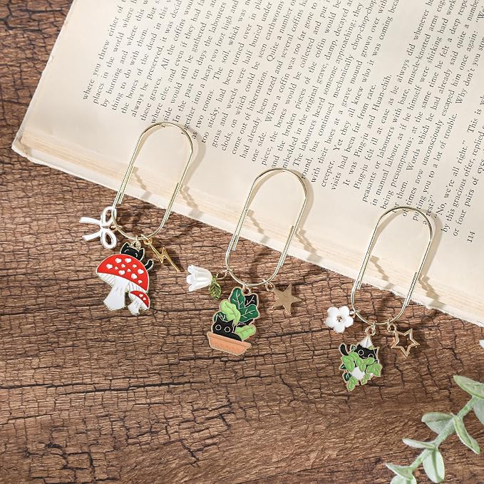 Cute Cat Paperclip Bookmark - 3 PCs Funny Plant Book Mark Gifts