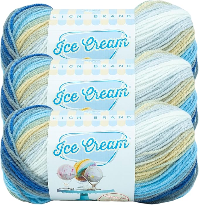 Lion Brand Yarn, Ice Cream Crochet Yarn, Butter Pecan, Multicolor, 3 Pack