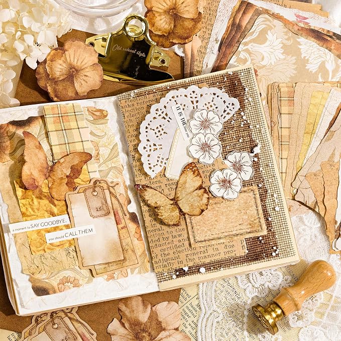 100 Sheets Vintage Scrapbook Papers Journaling Scrapbooking Supplies Kit