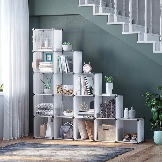 C&AHOME 16 Cube Storage Organizer Cube Shelves Units Storage Cubes, White