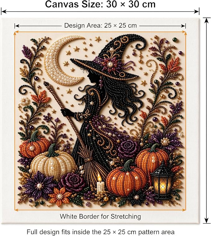 Halloween Ghost Pearl Diamond Art DIY Kit 3D Diamond Painting (Witch)