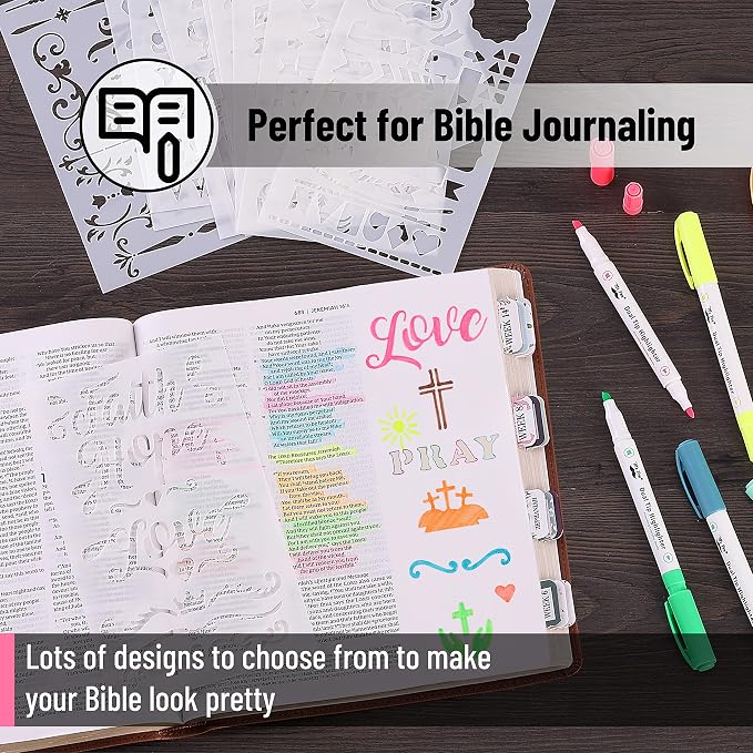 Mr. Pen- Bible Journaling Stencil Set, 4.2 x 7 Inch, 14 Sheets