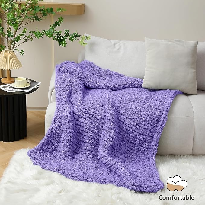 Cozyful Chunky Yarn for Hand Knitting - #10 Chunky Chenille Yarn, Jumbo Big Thick Chunky Yarns for Crocheting, Super Bulky Chunky Knit Blanket Yarns, 8 Skein (22 yds 8 oz Each Skein), Lavender