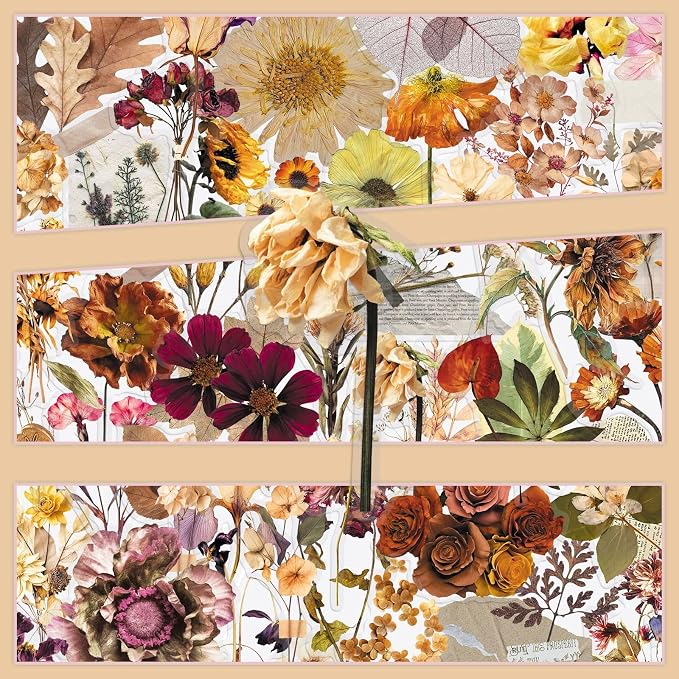 Transparent Flora Scrapbook Stickers 50 Pack, Vintage Aesthetic Flowers Stickers for Scrapbook Journal, Waterproof for Water Bottles Laptop Phone Scrapbook Supplies DIY Crafts(colours-F17)