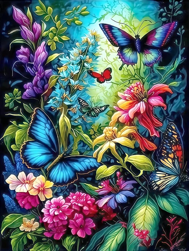 Diamond Art Kits for Adult,Midnight Garden Diamond Painting,11.8X15.8inch | Full Round Drill Flower Paint by Diamonds ,Relaxing 5D DIY Dot Gem Art Painting Kits for Beginners,for Home Wall Decor