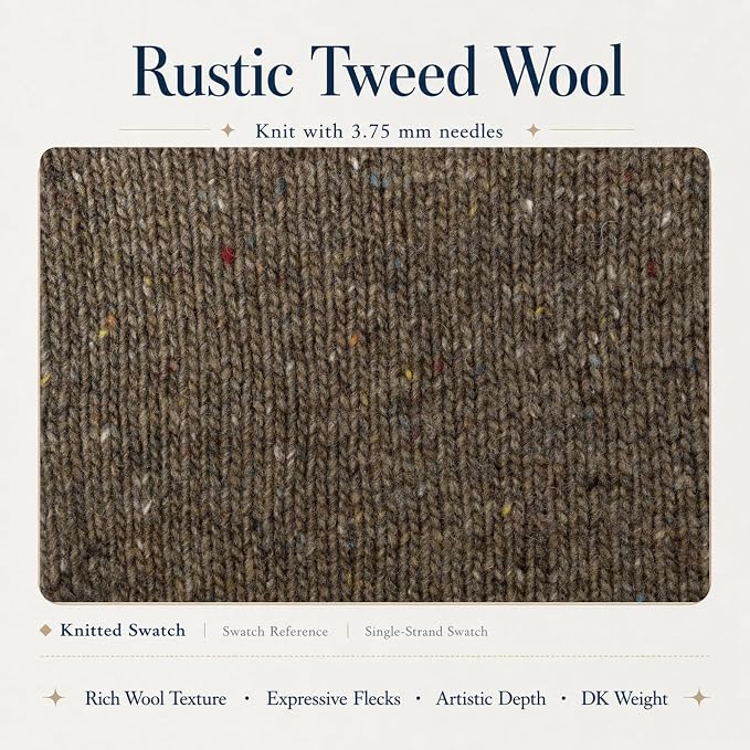 Rustic Tweed Wool Yarn, 1oo% Australian Wool, DK, 4 Skeins 200g/656yds (3134 Vintage Taupe), Tweed Wool Yarn for Crochet | Soft Structure | Beautiful Stitch Texture