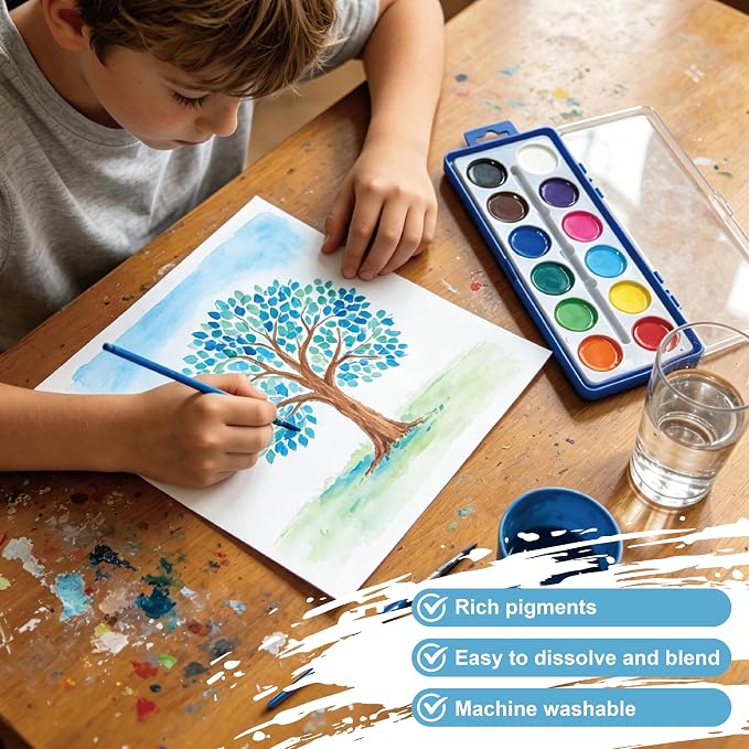 30 Pack Watercolor Paint Set Bulk – 12 Colors Washable Watercolor Paints with Brushes for Kids & Adults | Watercolor, Watercolor Paint, Water Color Paint Sets for Kids, Watercolors, Water Paint Set, Acuarelas, Kid Watercolor Paint Set, Watercolor Sets ...