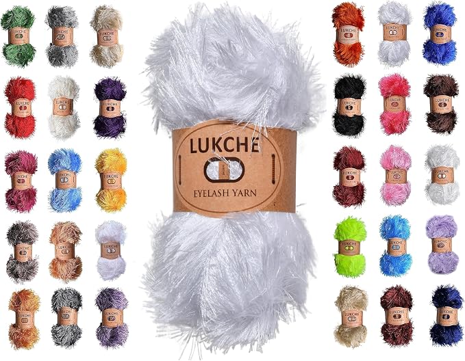 Eyelash Fun Fur Yarn Premium 100% Polyester 164 Yds (150 Mt), 3.53 Oz (100 Gr) Colorful Crochet Yarn Dıy Hand Knitting. (Optical White, 1 Skein)