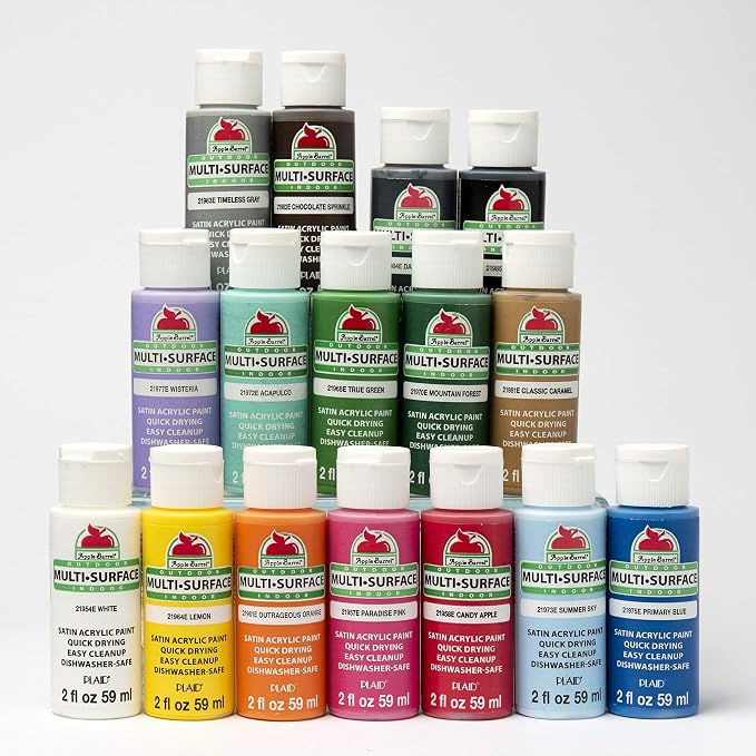 Apple Barrel Multi-Surface Paint Set (2-Ounce), Colors, 32 Fl Oz, 16 Piece