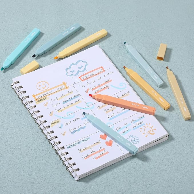Mr. Pen- Aesthetic Highlighters No Bleed, 8 Pack, Assorted Colors | Chisel Tip, Cute Highlighters Assorted Colors for Journaling, Highlighting, Underlining, Fast Dry, Back to School Supplies