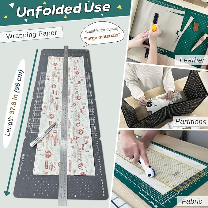 iMAT Flip Cutting Mat M Type Foldable Double-Sided Ash Grey