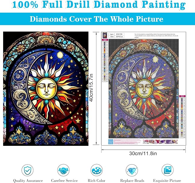 Diamond Art Kits for Adults Sun and Moon Diamond Painting Kit 12x16in