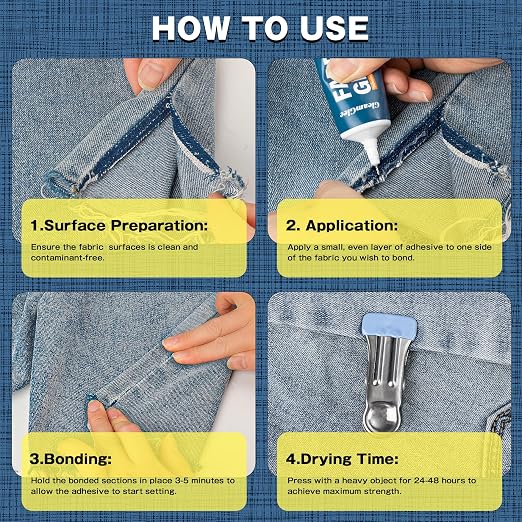 Fabric Glue Permanent, Extra Strong Clear Washable Fabric Adhesive