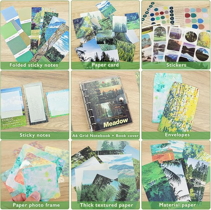 Scrapbooking Supplies Kit, A6 Grid Notebook, Vintage Junk Journaling Kit