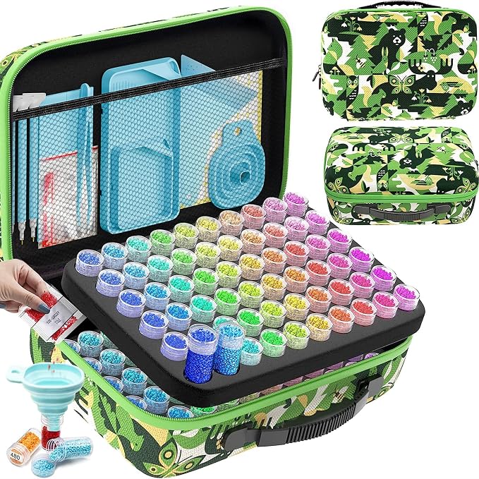 ARTDOT 120 Slots Storage Container for Diamond Art Kits for Adults,Portable Diamond Painting Storage Box with Accessories and Tools