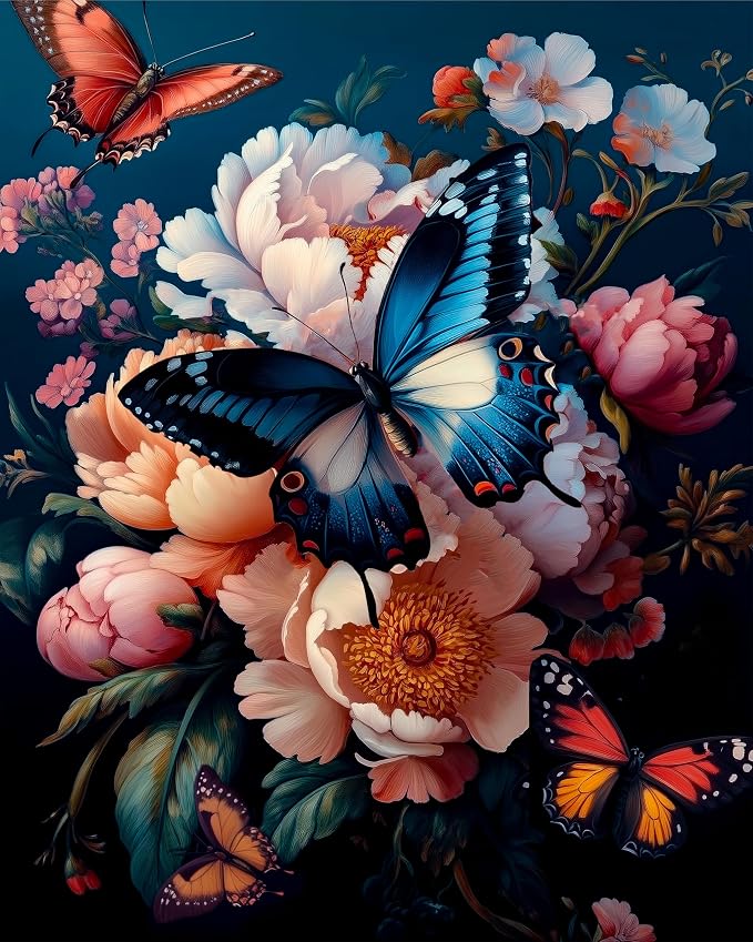 Arttoplus Butterfly Paint by Numbers Kit for Adults Beginner 16x20 inch | Butterfly Adult Paint by Number Kits on Canvas, DIY Acrylic Oil Painting by Numbers for Gift Home Wall Decor (Without Frame)