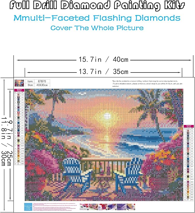 askkqtx Beach Sunset Diamond Art Kits for Adults 16x12 Inch