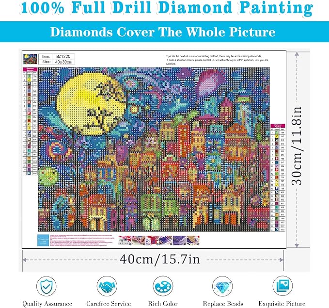 Meothan Diamond Art Kits for Adults Dream Town Diamond Painting Kit 12x16in