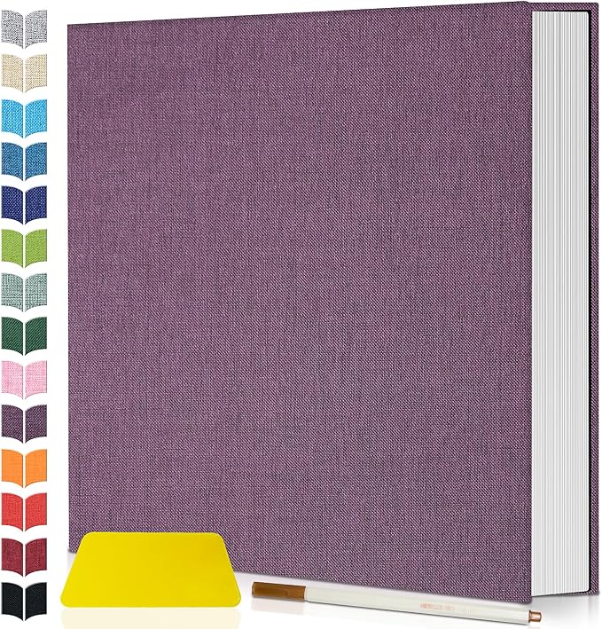 Artfeel Photo Album Self Adhesive Scrapbook,60 Pages Large Photo Book for 4x6,5x7,8x10 Pictures,DIY Album for Baby Wedding Family Travel Birthday,with Metallic Pen and Scraper