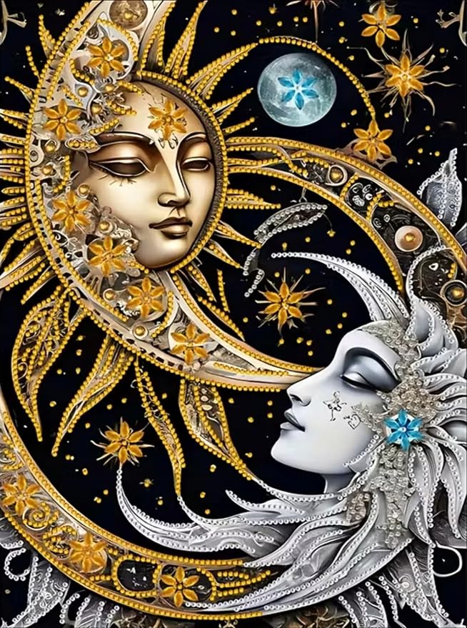 DOTSTART Diamond Art Kits for Adults,Sun and Moon Diamond Paintings Kits | Special Shaped 5D DIY Crystal Paint By Diamonds,Diamond Dot Gem Art Painting Kits,for Home Wall Art Decor 11.8X15.7Inch