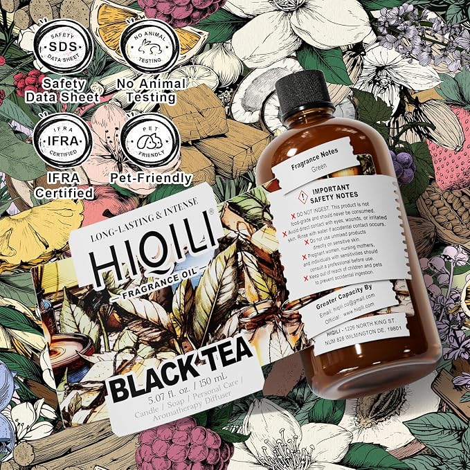 HIQILI Black Tea Fragrance Oil for Diffuser, Car Air Freshener - 5.07 Fl Oz