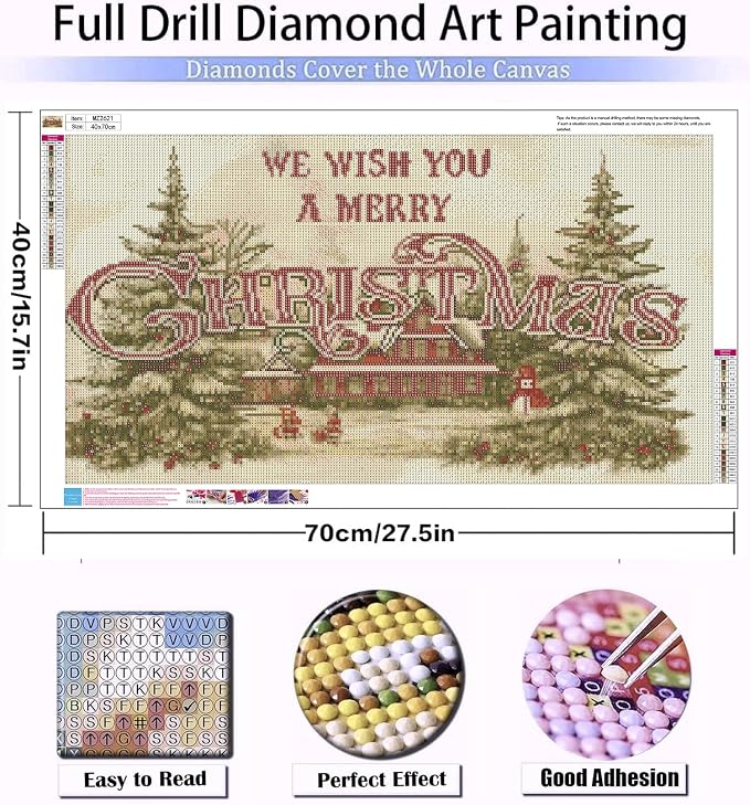 Meothan 5D Large Christmas Diamond Art Kits for Adults (27.6x15.8inch) | Christmas Diamond Painting Kits for Adults, Full Drill Diamond Gem Art Dots Paintings kits for Home Wall Decor Gifts(70x40cm)