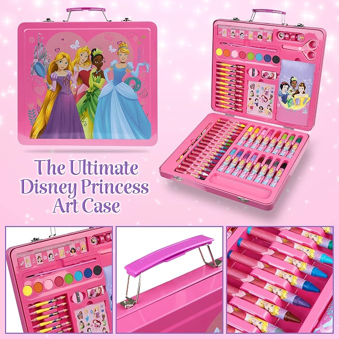 Disney Colored Pencils Art Supplies Kids Drawing Kit School Supplies Painting Kit Girls Drawing Pencils Art Kit Travel Case with Crayons Arts and Crafts for Kids 4-12