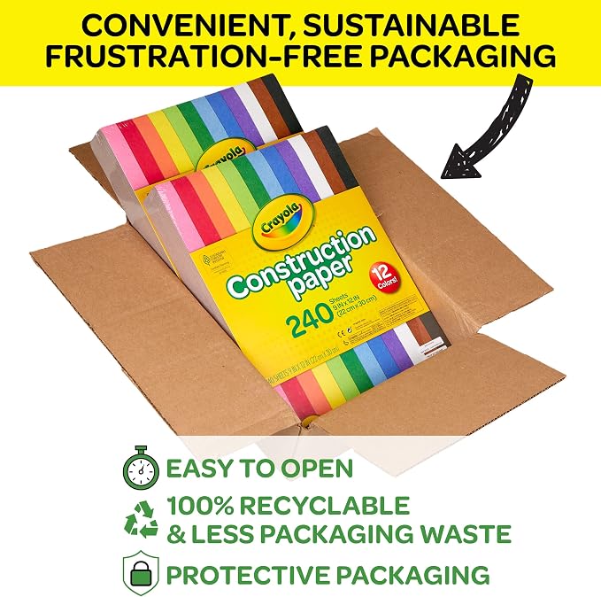 Crayola Construction Paper Bulk Pack (480 Sheets) – 10 Assorted Colors, 9x12, Teacher School Supplies & Classroom Must Haves, Card Making Craft Supplies, Art Paper | 9x12 Construction Paper, Teacher School Supplies & Classroom Must Haves, Card Making C...