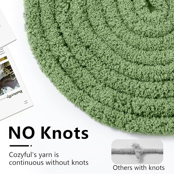 Cozyful Chunky Yarn for Hand Knitting - #10 Chunky Chenille Yarn, Jumbo Big Thick Chunky Yarns for Crocheting, Super Bulky Chunky Knit Blanket Yarns, 8 Skein (22 yds 8 oz Each Skein), Smoky Green