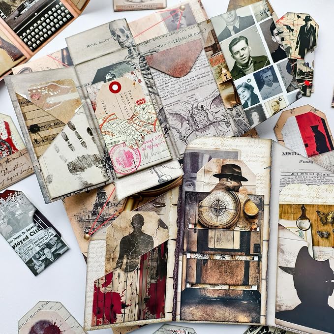 Junk Journal Kit Mystery Detective Ephemera Set for Crafts