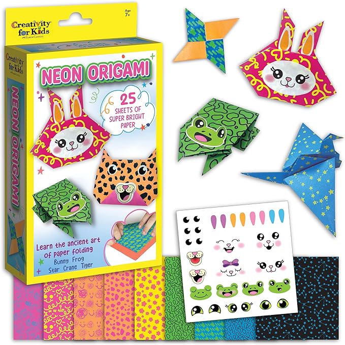 Creativity for Kids Neon Origami Mini Kit, 25 Papers (Ages 7+)