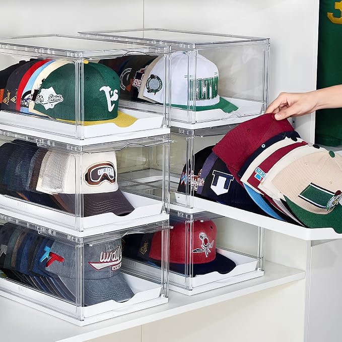 Vtopmart 6 Pack Stackable Baseball Caps Organizer, Each Holds 12 hats