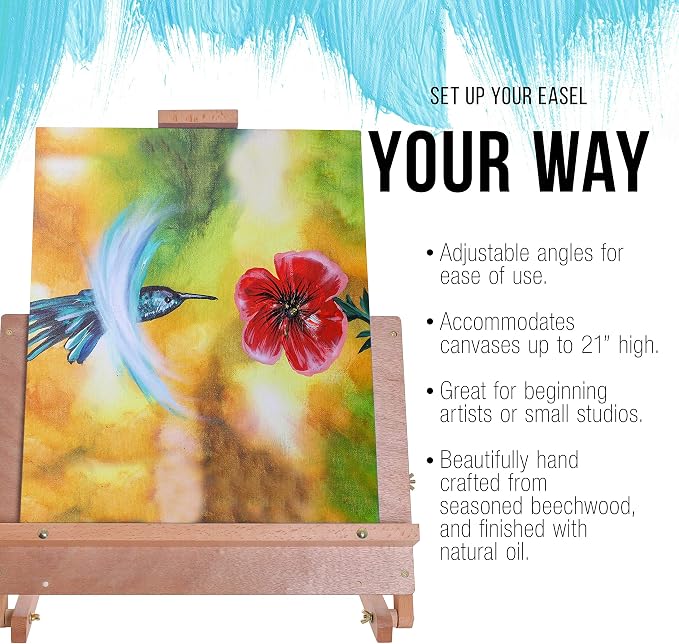 U.S. Art Supply Solid Wooden Tabletop Easel - Artist Studio Desktop
