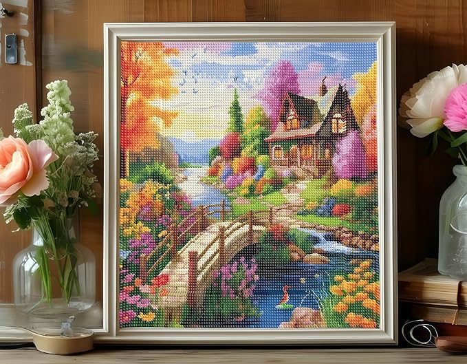 5D Diamond Painting Kits for Adults,The Rural Scenery Diamond Art Kits | 5D Paint by Diamonds,Full Drill Round Diamond Dot Gem Art Painting, for Home Wall Art Decor,13.78 X 13.78 inch