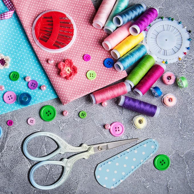 Embroidery Scissors Set with Leather Sheaths for Sewing Crafting, Art Work, Threading, Needlework DIY Tools Dressmaker Small 3.6 inch Shears Cross Stitch Knitting Scissor | Hisuper Sewing Crafting, Art Work, Threading, Needlework DIY Tools Dressmaker S...