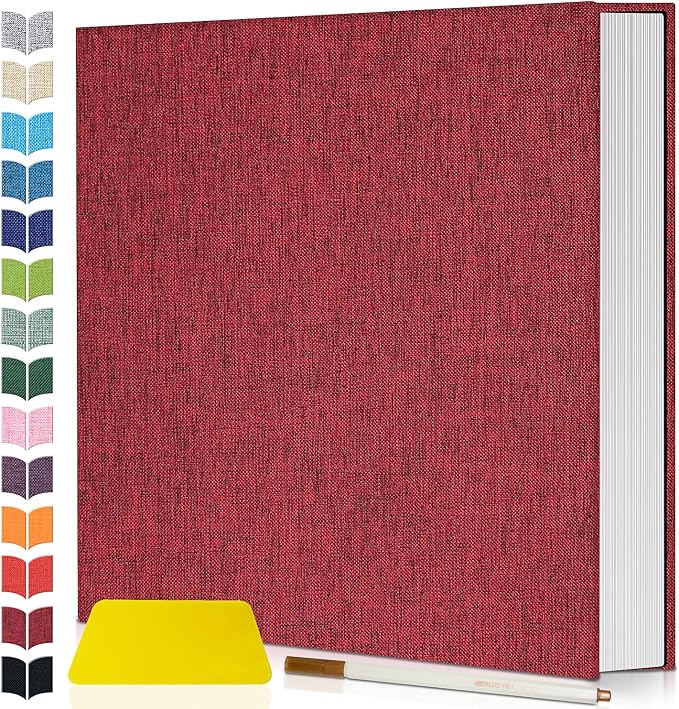 Artfeel Photo Album Self Adhesive Scrapbook,120 Pages Large Photo Book for 4x6,5x7,8x10 Pictures,DIY Album for Baby Wedding Family Travel Birthday,with Metallic Pen and Scraper