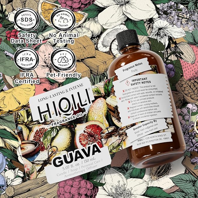 HIQILI Guava Fragrance Oil for Diffuser, Soap & Candle Making - 5.07 Fl Oz