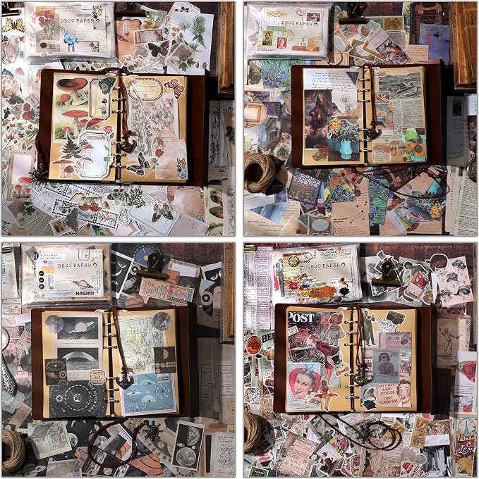 Draupnir 800pcs Vintage Junk Journal Supplies,Scrapbook Supplies Scrapbooking Paper and Stickers Ephemera for Art Aesthetic Journaling Kit Collage