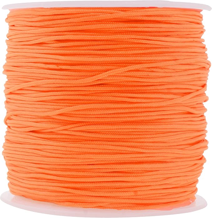 Mandala Crafts 1mm Orange Rattail Nylon Satin Cord for Jewelry Making