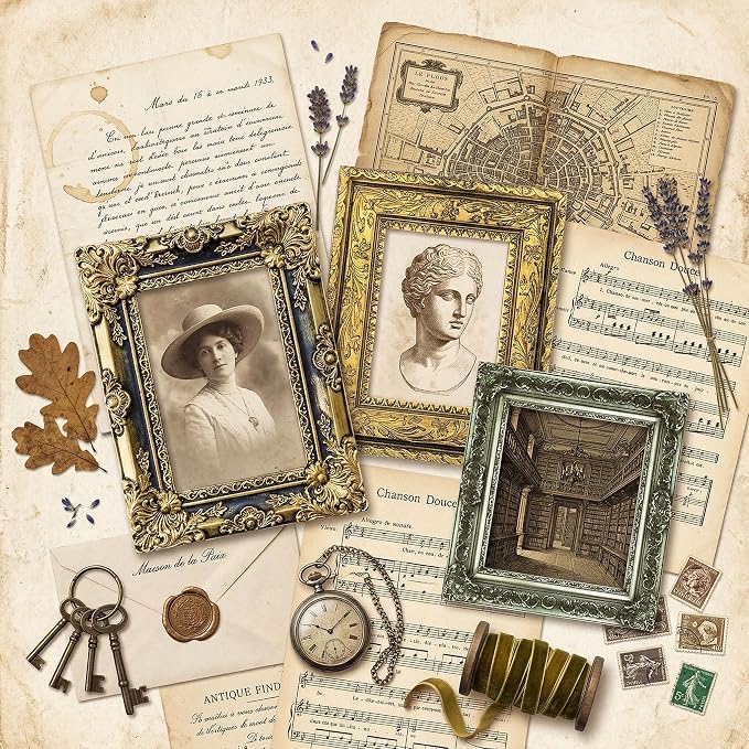 80 Pcs Vintage Baroque Frame Stickers for Scrapbooking, Aesthetic Antique Picture Frame Decorative Stickers, Self-Adhesive Junk Journal Supplies & Scrapbook Embellishments for Bullet Journal, Crafts