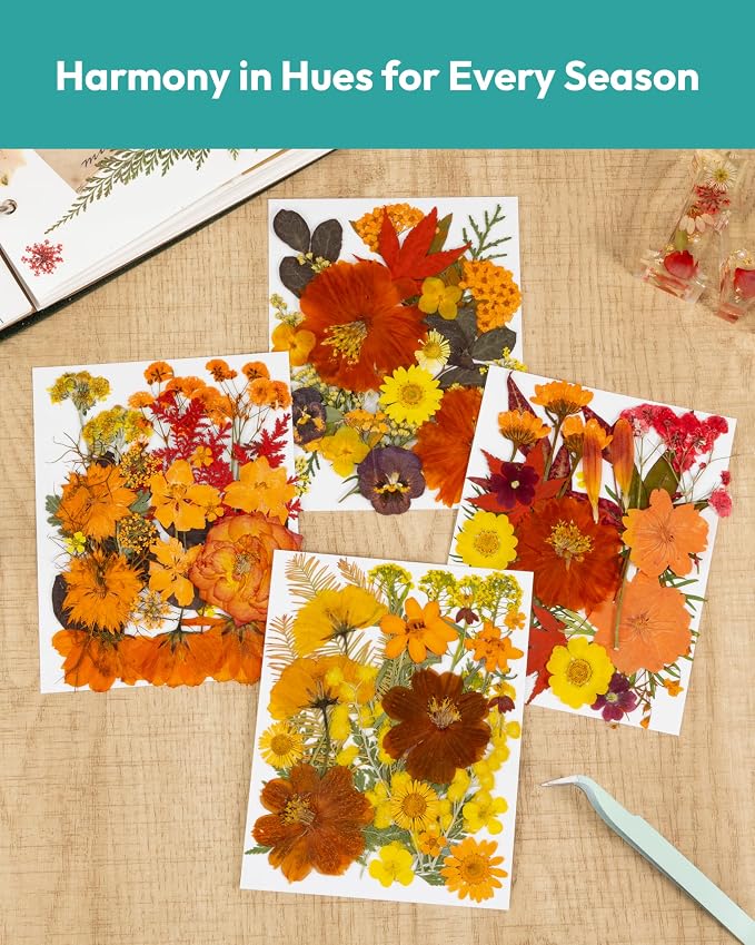 Dried Flowers, Resiners 100Pcs Pressed Flowers for Craft Real Natural Dried Flowers Dry Leaves Kit for DIY Making Crafts Resin Soap Candle Scrapbook Supplies Card Making Jewelry