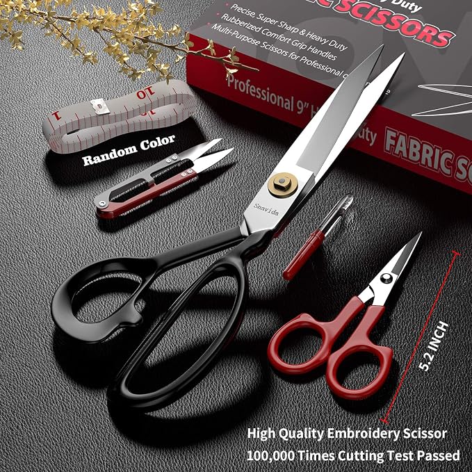 Fabric Scissors - 8 Inch Heavy Duty Tailor Shears for Fabric Cutting - Ultra Sharp Cloth Scissors - Multipurpose Utility Dressmaker Leather Titanium