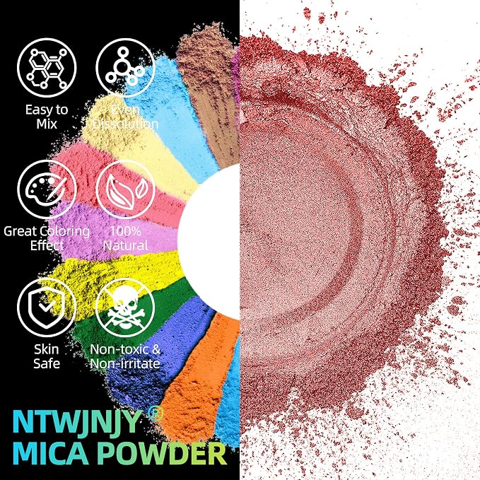 NTWJNJY Aristocratic Red Mica Powder,Natural Shimmer Mica Powder(50g/1.7oz) | for Epoxy Resin/Candle/Soap/Lip Gloss/Slime/Bath Bombs/Quicksand.Car paint pigments.Candle Dye,Soap Making Dye,Resin dye