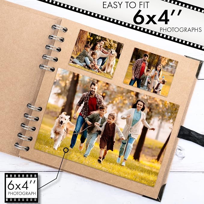 Scrapbook Album, 36 Pages, 7 x 7 Inch, Brown Photo Album, Scrap Book | Hardcover with Thick 200 GSM Kraft Paper, Ideal for Your Scrapbooking Albums, Art & Craft Projects (Brown, 7 x 7 Inch)