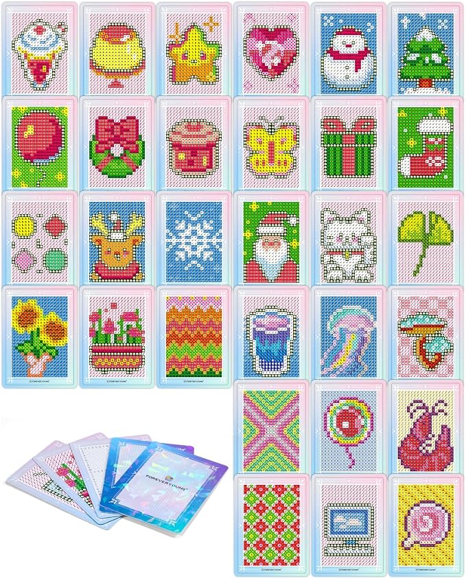 forever young Freestyle Mini Diamond Art Cards, Design B – Round, No Drills