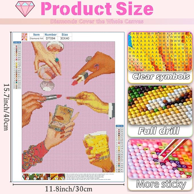 DAZZLEDOTS Pink Diamond Art Kits for Adults, DIY Lipstick Diamond Painting